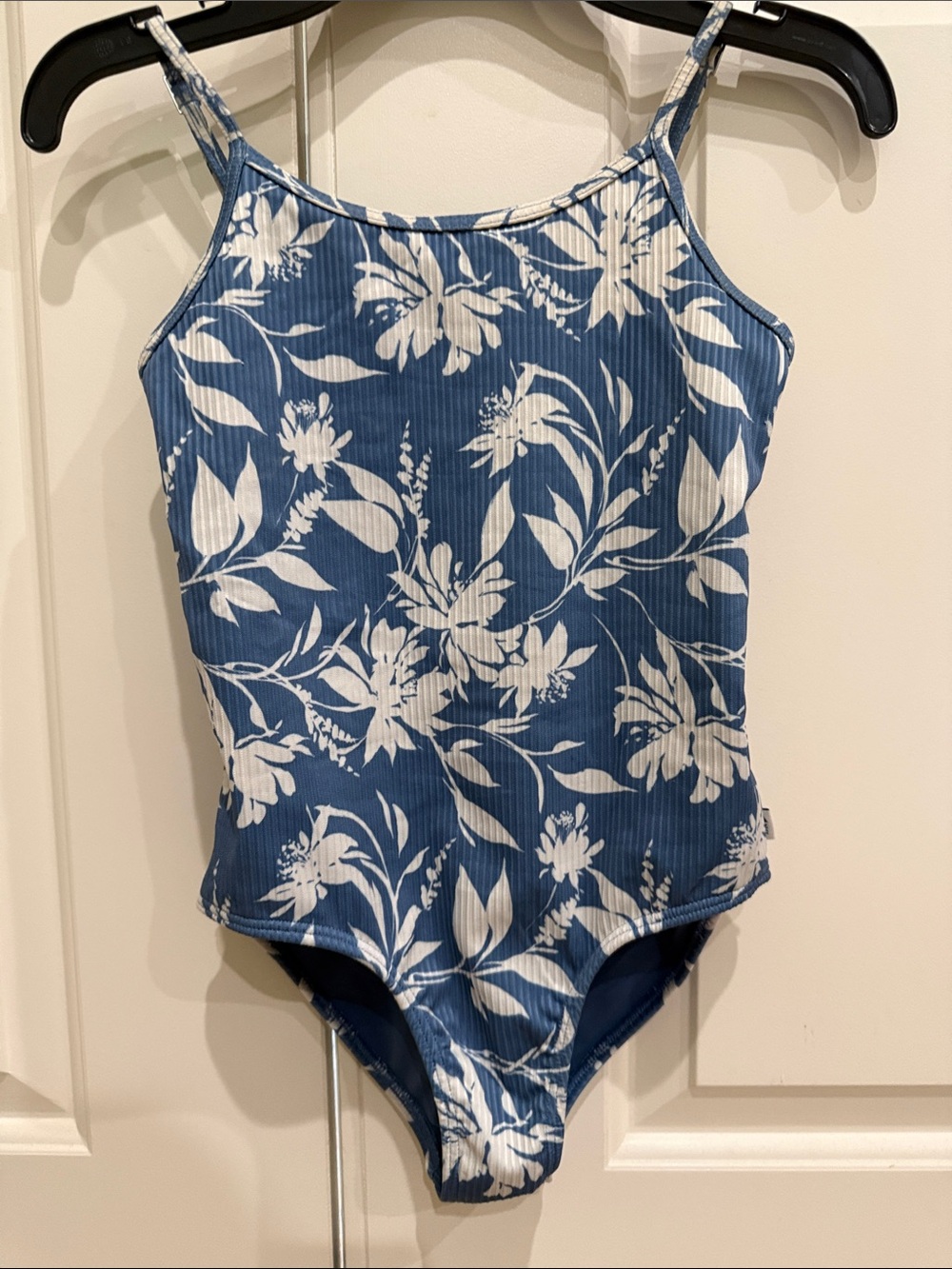 abercrombie kids blue and white floral one-piece swimsuit